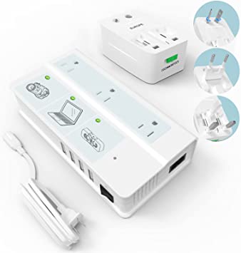 Photo 1 of Voltage Converter 220V to 110V Power Converter Universal Travel Adapter All in one Step Down Transformer with 4-Port USB Charging US to EU/JP/AU/UK Worldwide International Plug Adapter