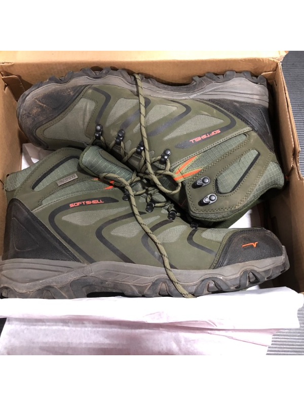 Photo 2 of Nortiv 8 Mens Waterproof Hiking Boots Backpacking Lightweight Outdoor Work Boots 160448_M Army/Green/Black/Orange Size 13