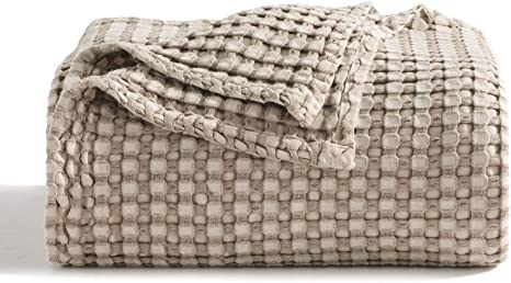 Photo 1 of Bedsure Viscose from Bamboo Blanket Queen Size - Khaki Summer Cooling Blanket, Lightweight Cotton Blanket Waffle Weave Bed Blanket for All Season(90x90 inches)