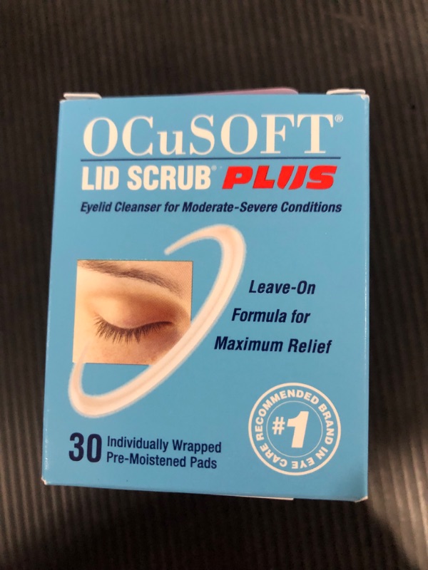 Photo 1 of OCUSOFT Lid Scrub Plus Pre-Moistened Pads 30ct EXP 02/2025