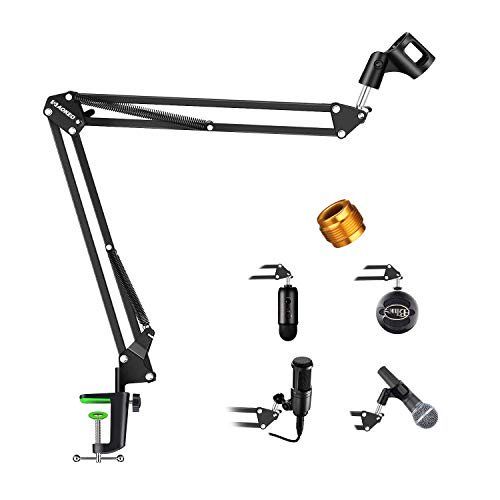 Photo 1 of aokeo AK-35 Microphone Stand Desk Adjustable Compact Microphone Suspension Boom Scissor Arm Stand For Blue Yeti,Blue Snowball iCE, Professional Streaming, Voice-Over, Recording, Games