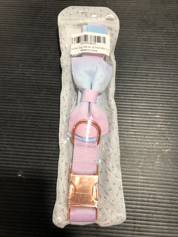 Photo 1 of Adjustable Bowtie Dog Collar with Safety Locking Buckle (XL, Pink Gradient)