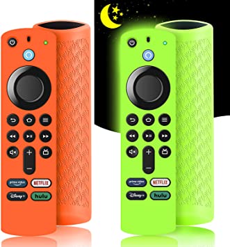 Photo 1 of (2 Pack) Firestick Remote Cover with Alexa Voice Remote (Glow Green&Orange)