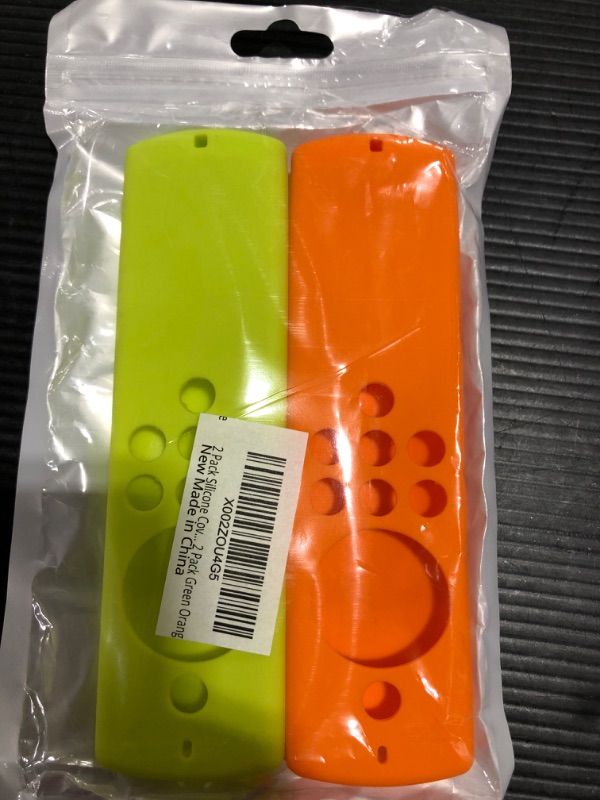 Photo 2 of (2 Pack) Firestick Remote Cover with Alexa Voice Remote (Glow Green&Orange)