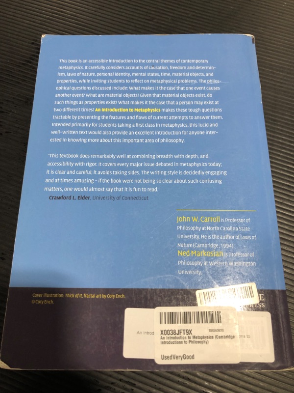 Photo 4 of An Introduction to Metaphysics (Cambridge Introductions to Philosophy) by John W. Carroll (2010-05-17) Paperback – January 1, 1839