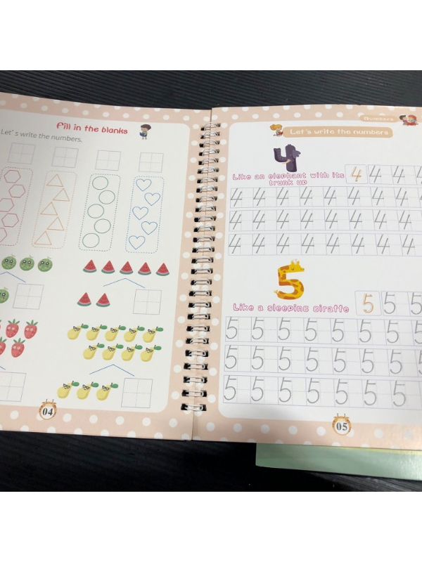 Photo 5 of 4 Re-useable Practice workbooks for kids w/ 3d groove design for writing skills training.