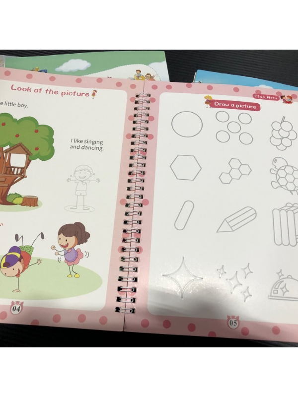 Photo 2 of 4 Re-useable Practice workbooks for kids w/ 3d groove design for writing skills training.