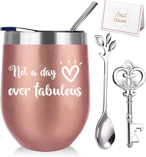 Photo 1 of Birthday Gifts for Her, Wife, 12OZ Wine Insulated Tumbler with Lid, Birthday Gifts for Women Who Has Everything , Gifts for Mom, Wife, Sisters, Funny Wine Gifts for Women