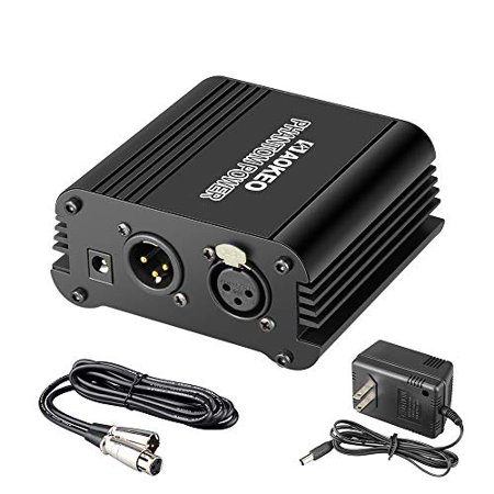 Photo 1 of Aokeo 1-Channel 48V Phantom Power Supply with Adapter, Bonus+XLR 3 Pin Microphone Cable for Any Condenser Microphone Music Recording Equipment