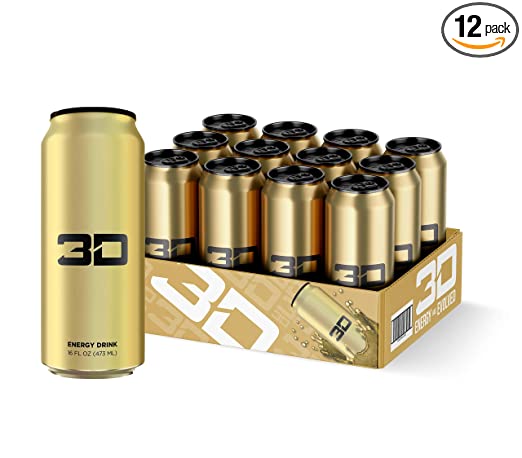 Photo 1 of 3D Sugar-Free Energy Drink, Pre-Workout Performance, Gold, Pina Colada, 16 oz Cans (Pack of 12) best by 07/07/23