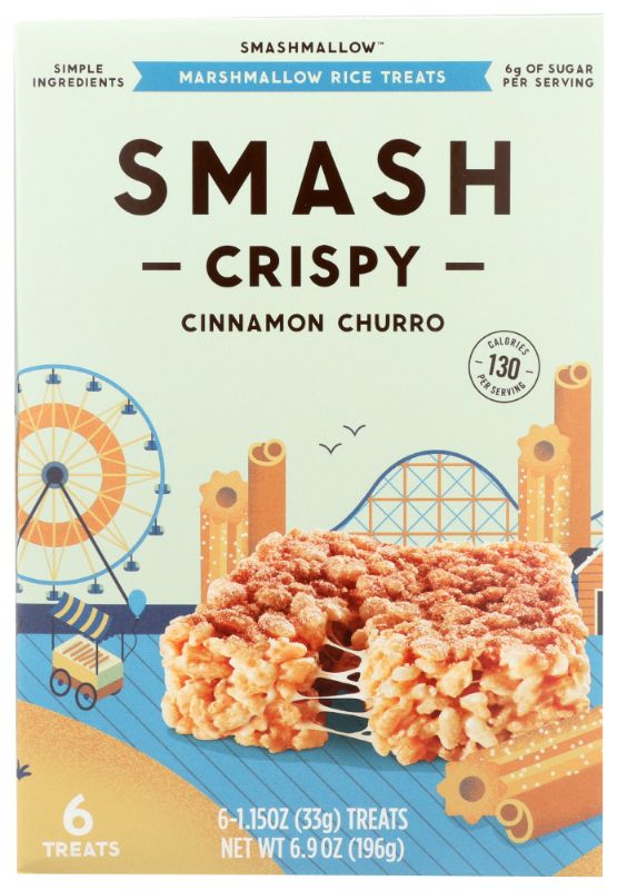 Photo 1 of (6 Pack) Smashmallow Marshmallow Rice Treats Smashcrispy Cinnamon Churro, 1.15 Oz