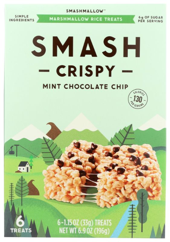 Photo 1 of  6 Pack Smashmallow Marshmallow Rice Treats Smashcrispy Mint Chocolate Chip, 1.15 Oz