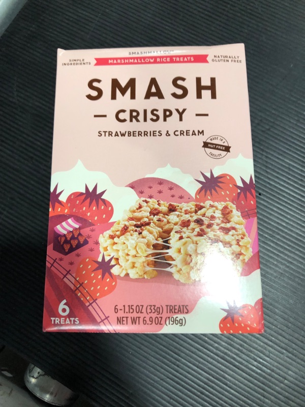 Photo 2 of (6 Pack) Smashmallow Marshmallow Rice Treats Smashcrispy Strawberries and Cream, 1.15 Oz