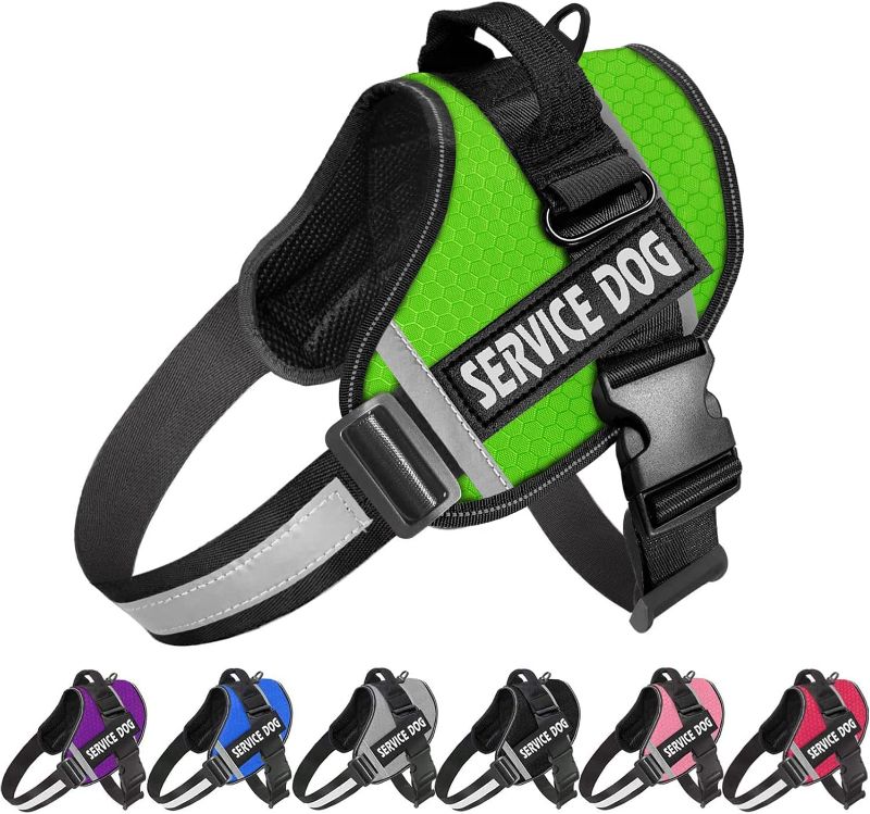 Photo 1 of [Green] MUMUPET Service Dog Harness, No Pull Easy On and Off Pet Vest Harness, 3M Reflective Breathable & Easy Adjust [Size L]