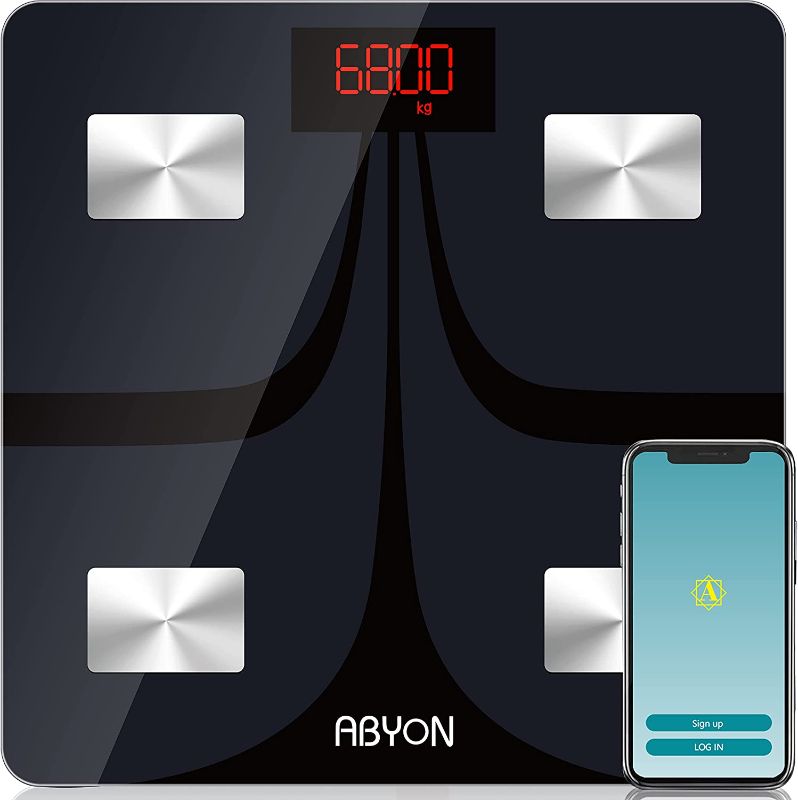 Photo 1 of Abyon Bluetooth Smart Scales Digital Weight and Body Fat Bathroom Scale- in -Depth 13 Body Composition Analyzer with iOS and Android APP - Perfect for Health Management or Fitness Journey