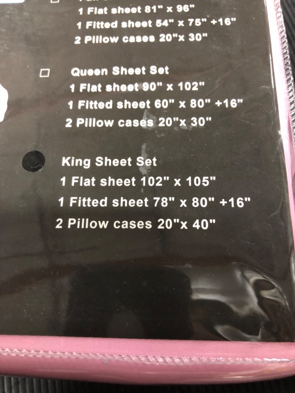 Photo 3 of Bed Sheet Set King Size - 4 Piece Ultra Soft Microfiber Bedding Sheets & Pillowcases Set with 1 Fitted Sheet 1 Flat Sheet 2 Pillowcases, Deep Pocket Bed Set for King Mattress, Pink