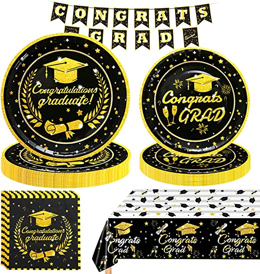 Photo 1 of  Black and Gold Graduation Party Decorations- serves 50