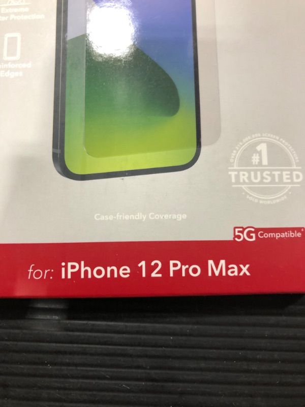 Photo 5 of ZAGG InvisibleShield Glass+ Screen Protector- High-Definition Tempered Glass Made for iPhone 12 Pro Max- Impact & Scratch Protection, Clear