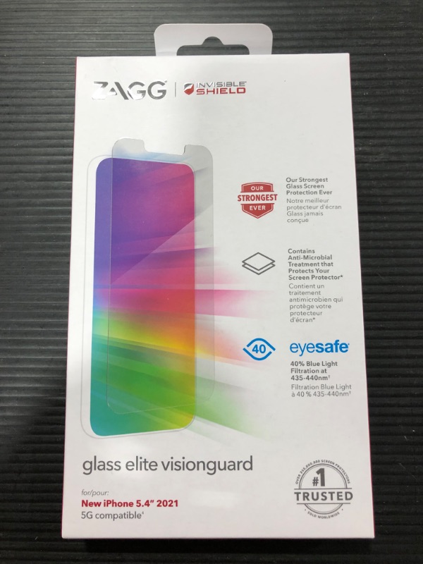 Photo 4 of ZAGG InvisibleShield Glass Elite Plus Screen Protector - Made for iPhone 13 mini - Case Friendly Screen - Impact & Scratch Protection - clear