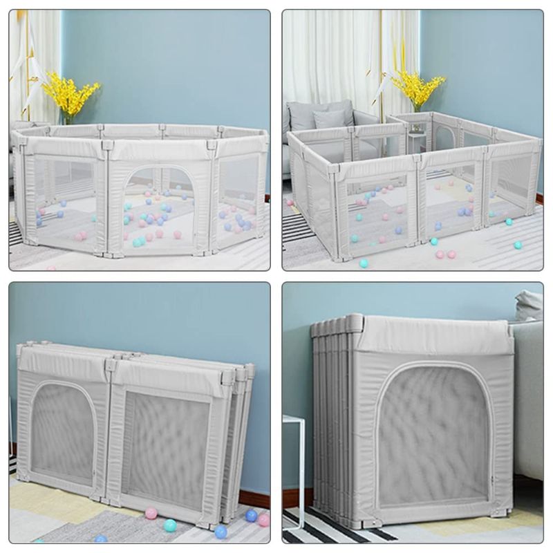 Photo 2 of Foldable Baby Playpen, Dripex Upgrade Kids Large Playard with 5 Handlers,[Grey]