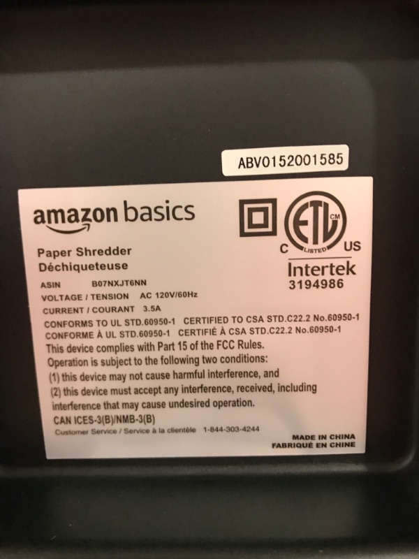 Photo 6 of Amazon Basics 150-Sheet Autofeed Micro-Cut Paper Shredder
