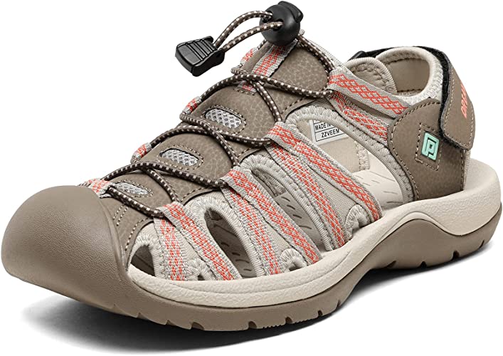Photo 2 of [Size 8.5] DREAM PAIRS Women's 160912-W Adventurous Summer Outdoor Sandals [Brown/Watermelon/Red]