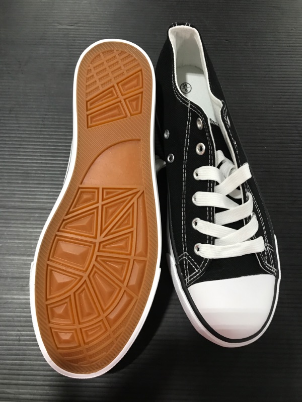 Photo 5 of [Size 9] ZGR Women’s Canvas Low Top Sneaker Lace-up Classic Casual Shoes Black and White