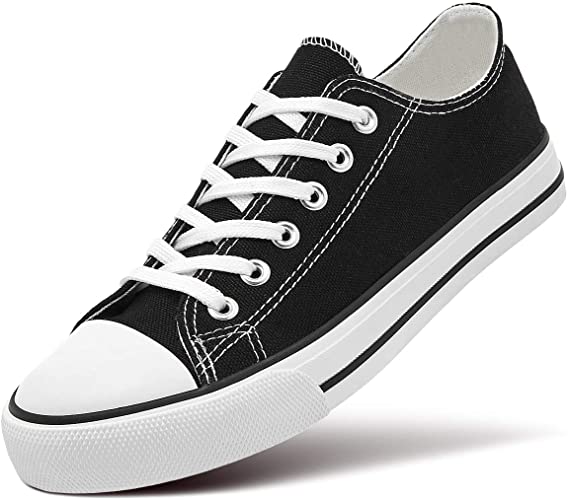 Photo 1 of [Size 9] ZGR Women’s Canvas Low Top Sneaker Lace-up Classic Casual Shoes Black and White