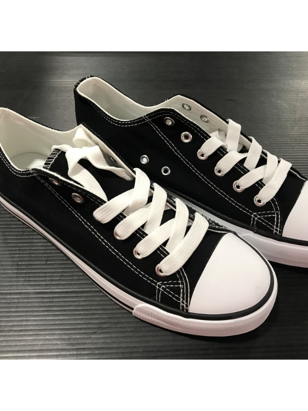 Photo 3 of [Size 9] ZGR Women’s Canvas Low Top Sneaker Lace-up Classic Casual Shoes Black and White