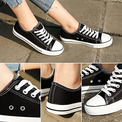 Photo 2 of [Size 9] ZGR Women’s Canvas Low Top Sneaker Lace-up Classic Casual Shoes Black and White