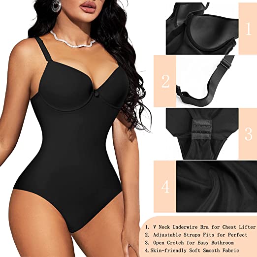 Photo 2 of [Size XL] Irisnaya Smooth Shapewear Bodysuit Waist Trainer for Women Tummy Control Seamless Body Shaper with Built In Bra Jumpsuit Tops