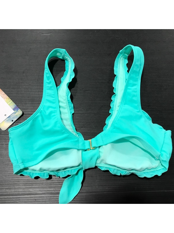 Photo 4 of [Size M] TOP ONLY- Hobie Women's Ruffle Bralette Bikini Swimsuit Top [Fresh Mint]