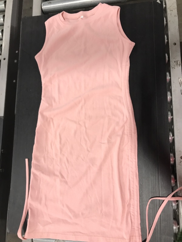 Photo 1 of [Size L] Women's Ribbed Sleeveless Dress with cinch sides. [Pink]