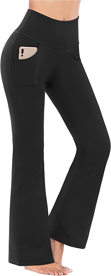Photo 1 of [Size XL] Promover Women Bootcut Yoga Pants with Pockets High Waist Flare Casual Workout Leggings [Black]