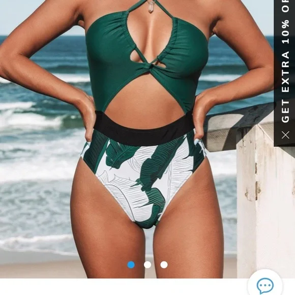 Photo 1 of [Size L] CupShe Tropical Green 1 Piece 