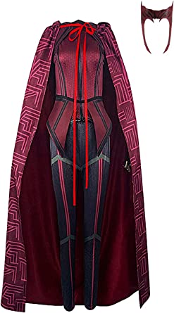 Photo 1 of [Size L] Women's Wanda Maximoff Cosplay Costume Scarlet Witch Costume Cloak Tops Pants with Headpiece