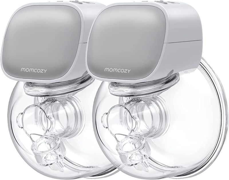 Photo 1 of Momcozy Double Wearable Breast Pump, Hands-Free, Portable, Electric, with 2 Mode & 5 Levels, Painless Breastfeeding, Can Be Worn in-Bra, 24mm Grey