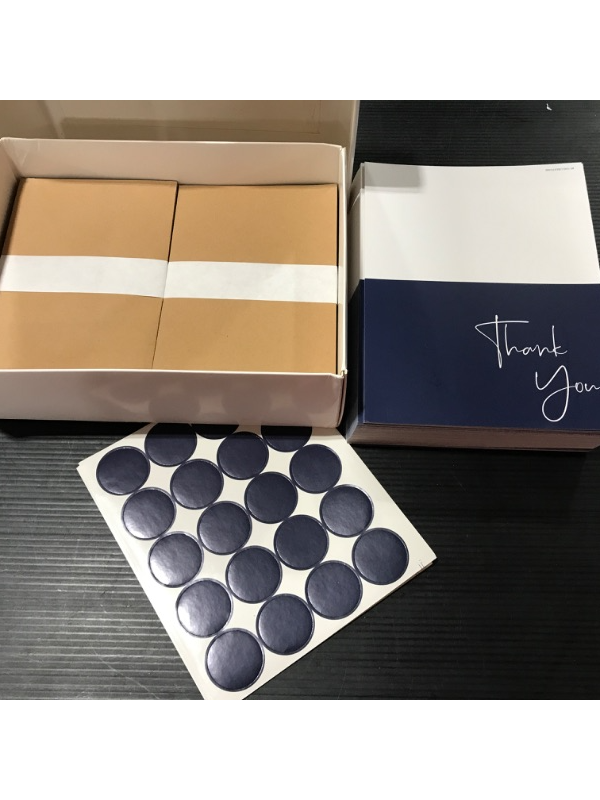 Photo 3 of 
100 Navy Blue Thank You Cards with Envelopes & Stickers 