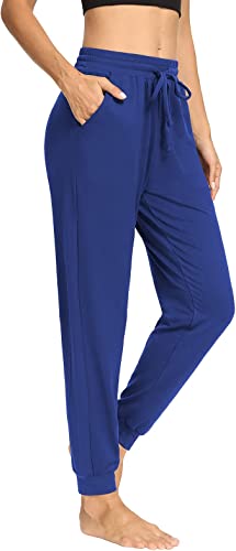 Photo 1 of [Size L] LouKeith Womens Yoga Joggers Sweatpants Pajama Workout Lounge Casual Drawstring Pants with Pockets [RoyalBlue]