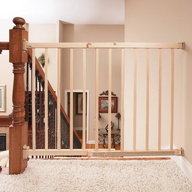 Photo 2 of Evenflo Walk-Thru Top Of Stairs Baby Gate, 30" - 48", Natural Wood