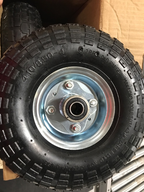 Photo 4 of 2 Pack 4.10/3.50-4" Pneumatic Air Filled Heavy-Duty Wheels/Tires,10" All Purpose Utility Wheels