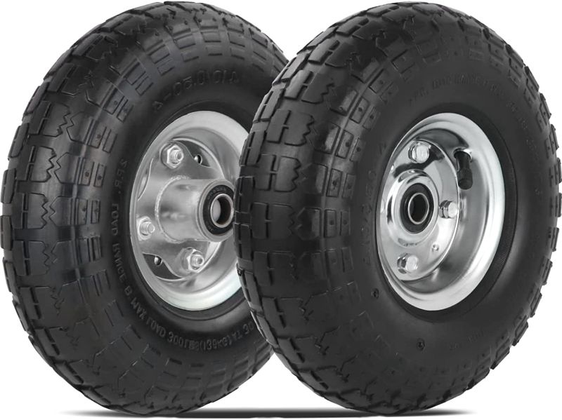 Photo 1 of 2 Pack 4.10/3.50-4" Pneumatic Air Filled Heavy-Duty Wheels/Tires,10" All Purpose Utility Wheels