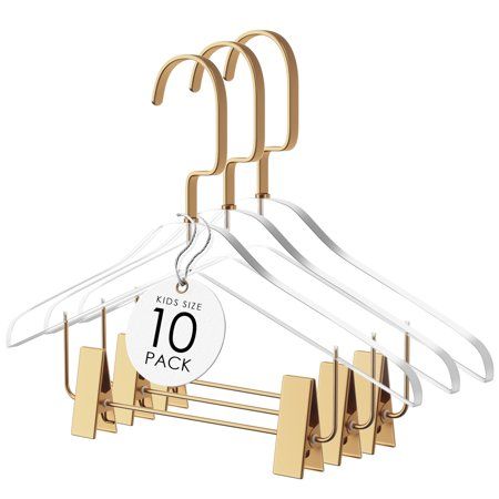 Photo 1 of Elavain Acrylic Clip Hanger Sleek, Modern Skirt Hanger with Gold Hook High End Closest Organizer Space Saving Hangers for Skirts, Jeans, Pants & More