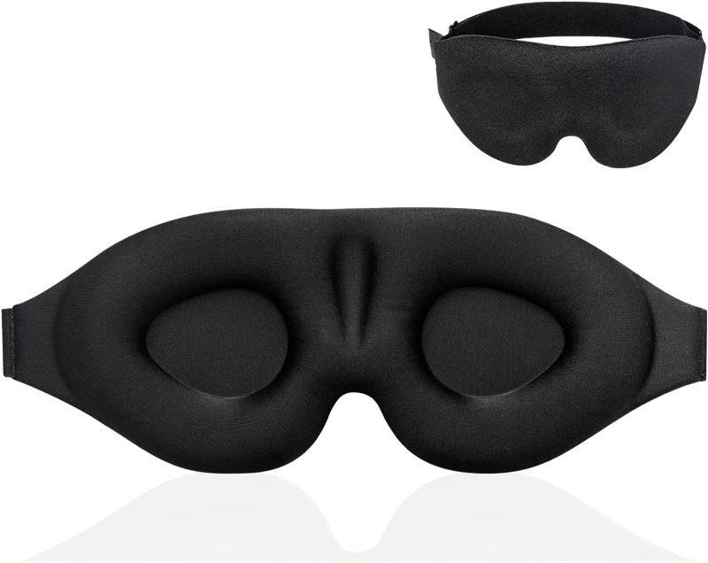 Photo 1 of YIVIEW Sleep Mask for Women Men, 100% Blockout Light Eye Mask for Sleeping 3D Contoured Blindfold [Black] 