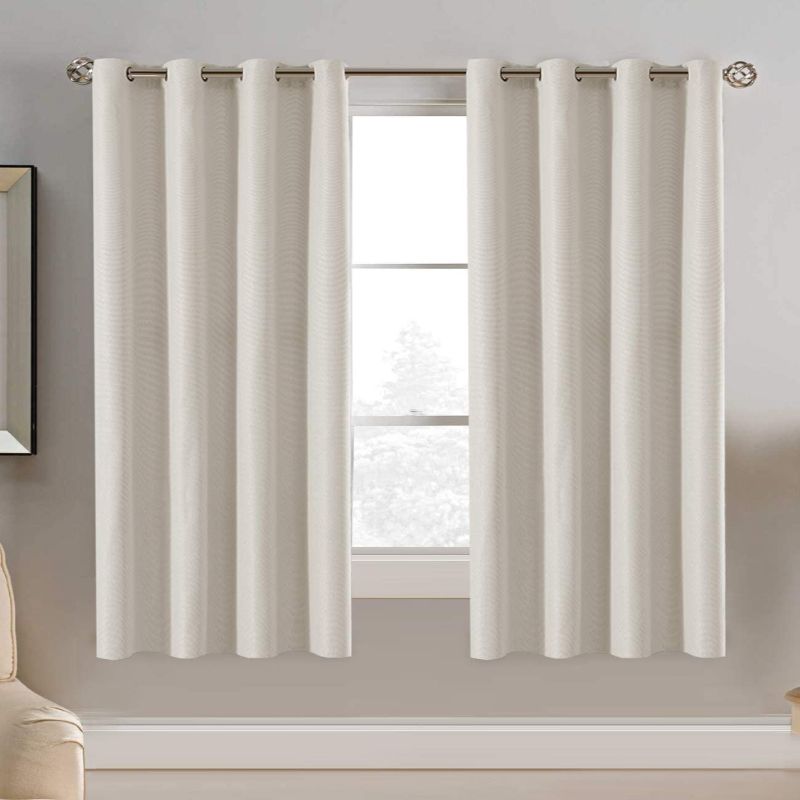 Photo 1 of [52 by 63 Inch] H.Versailtex Ultra Sleep Energy Saving Rich Linen Grommet Window Curtains  [Ivory]