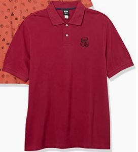 Photo 1 of [Size L] Star Wars Men's Long  Regular-Fit Cotton Pique Polo Shirt- Red 