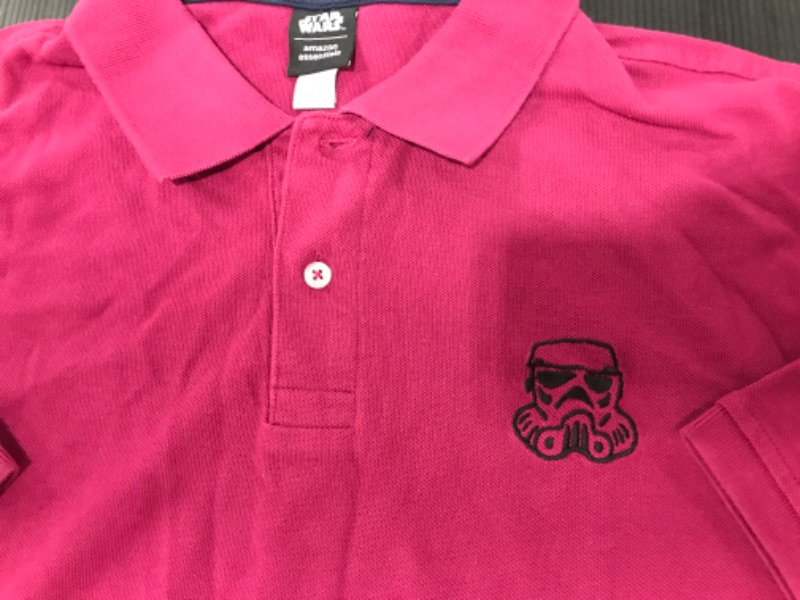 Photo 2 of [Size L] Star Wars Men's Long  Regular-Fit Cotton Pique Polo Shirt- Red 