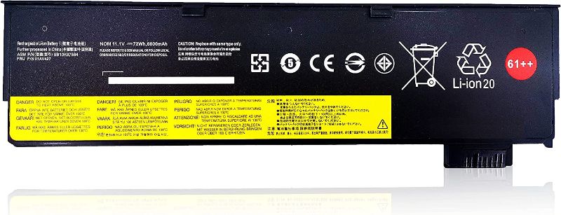 Photo 1 of 72Wh 61++ T470 T480 Extended Battery for Lenovo ThinkPad T470 T480,P52S P51S T570 T580 A475 A485 TP25 4X50M08812 01AV423 01AV422 01AV424 01AV452 SB10K97584 SB10K97579 SB10K97580 01AV425 01AV427 6-Cell
