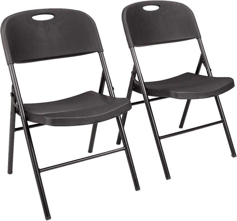 Photo 1 of Amazon Basics Folding Plastic Chair, 350-Pound Capacity, Black, 2-Pack
