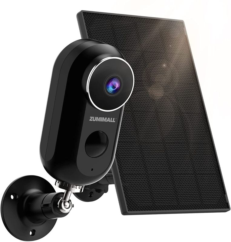 Photo 1 of 2K Solar Security Camera, ZUMIMALL Outdoor Camera Wireless, 3MP Solar Powered Cameras, Outside Battery Powered Surveillance Camera, Night Vision, Motion Detection, IP66 Waterproof, 2.4G WiFi

